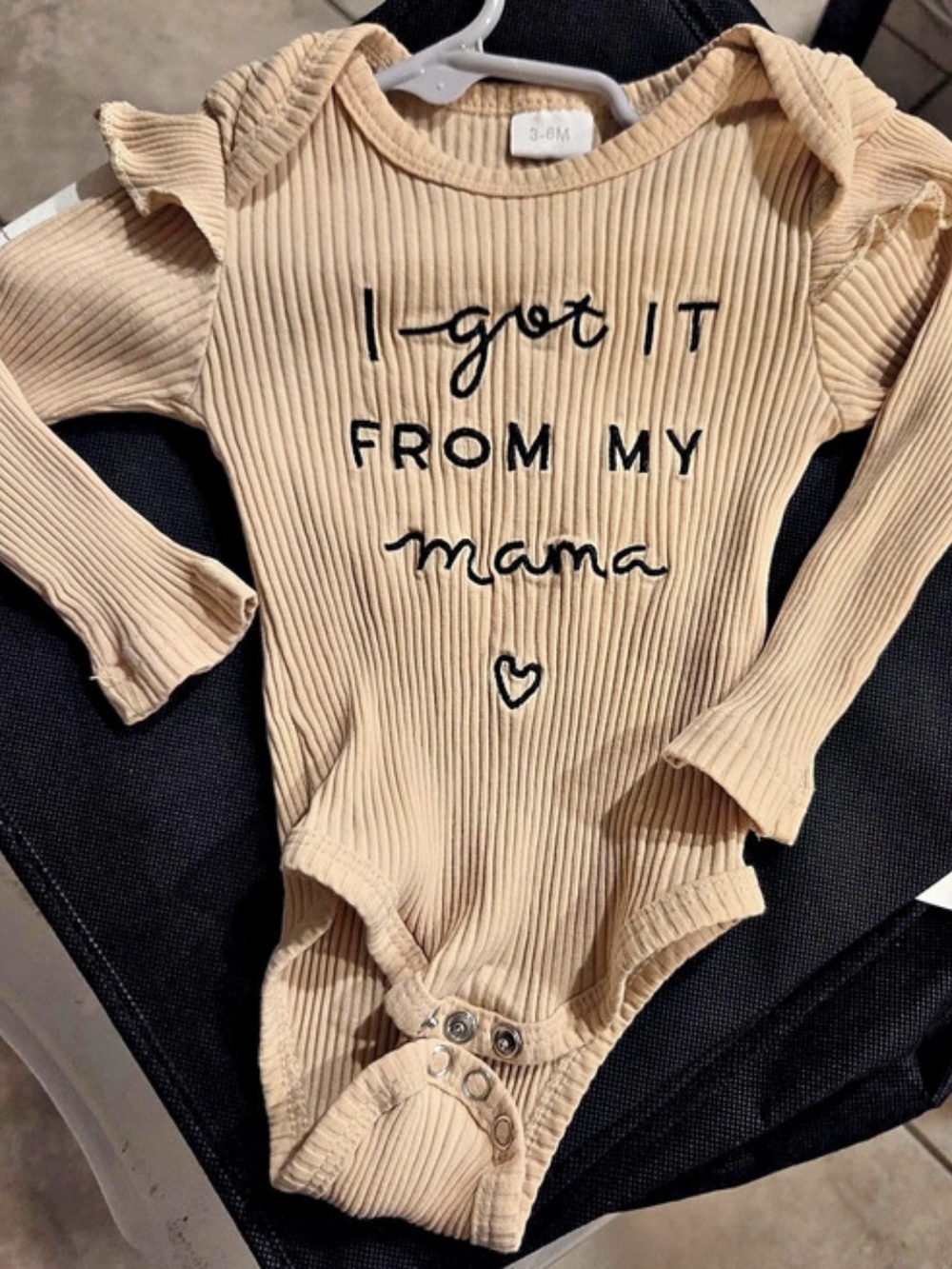Baby 3-6M Ribbed Ruffle Sleeve Bodysuit Like New